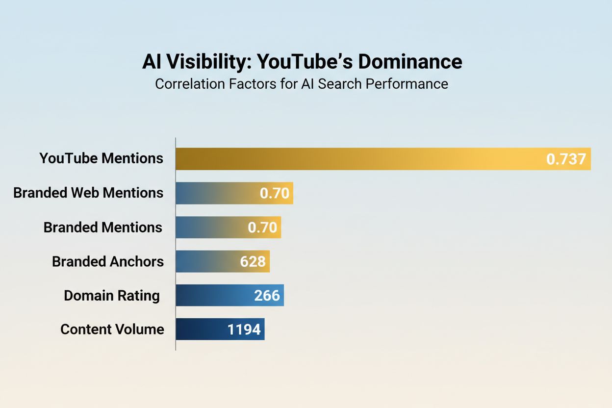 YouTube mentions correlation with AI visibility showing 0.737 correlation factor