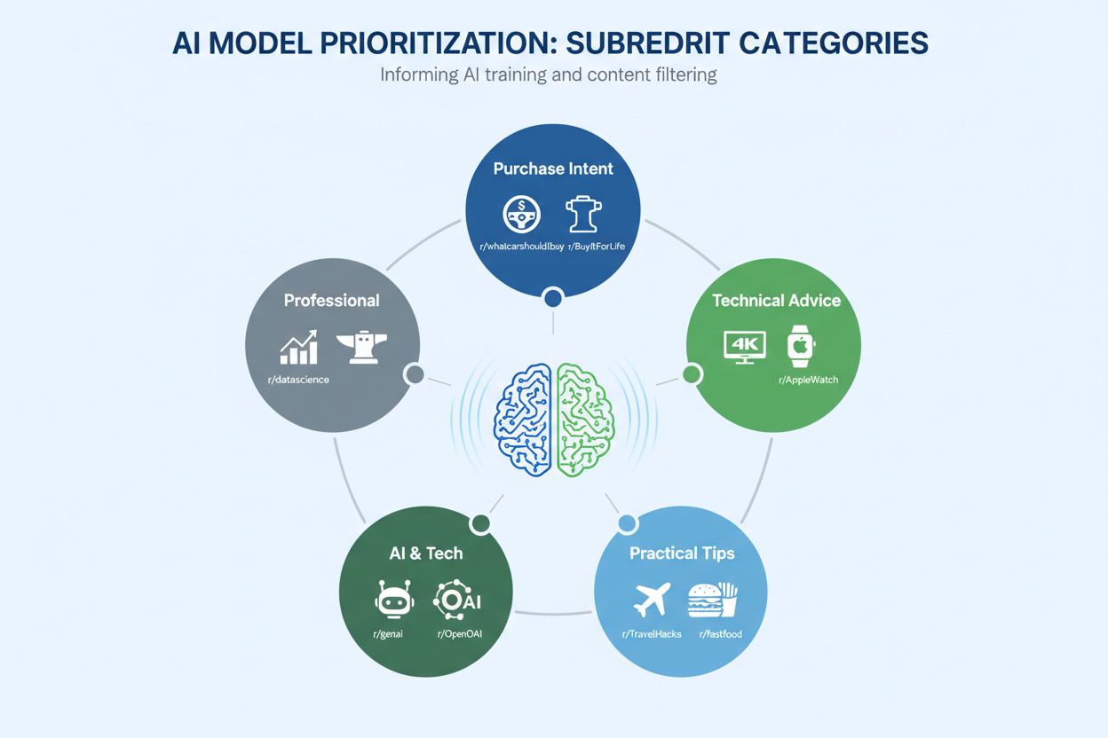 Subreddit categories prioritized by AI models