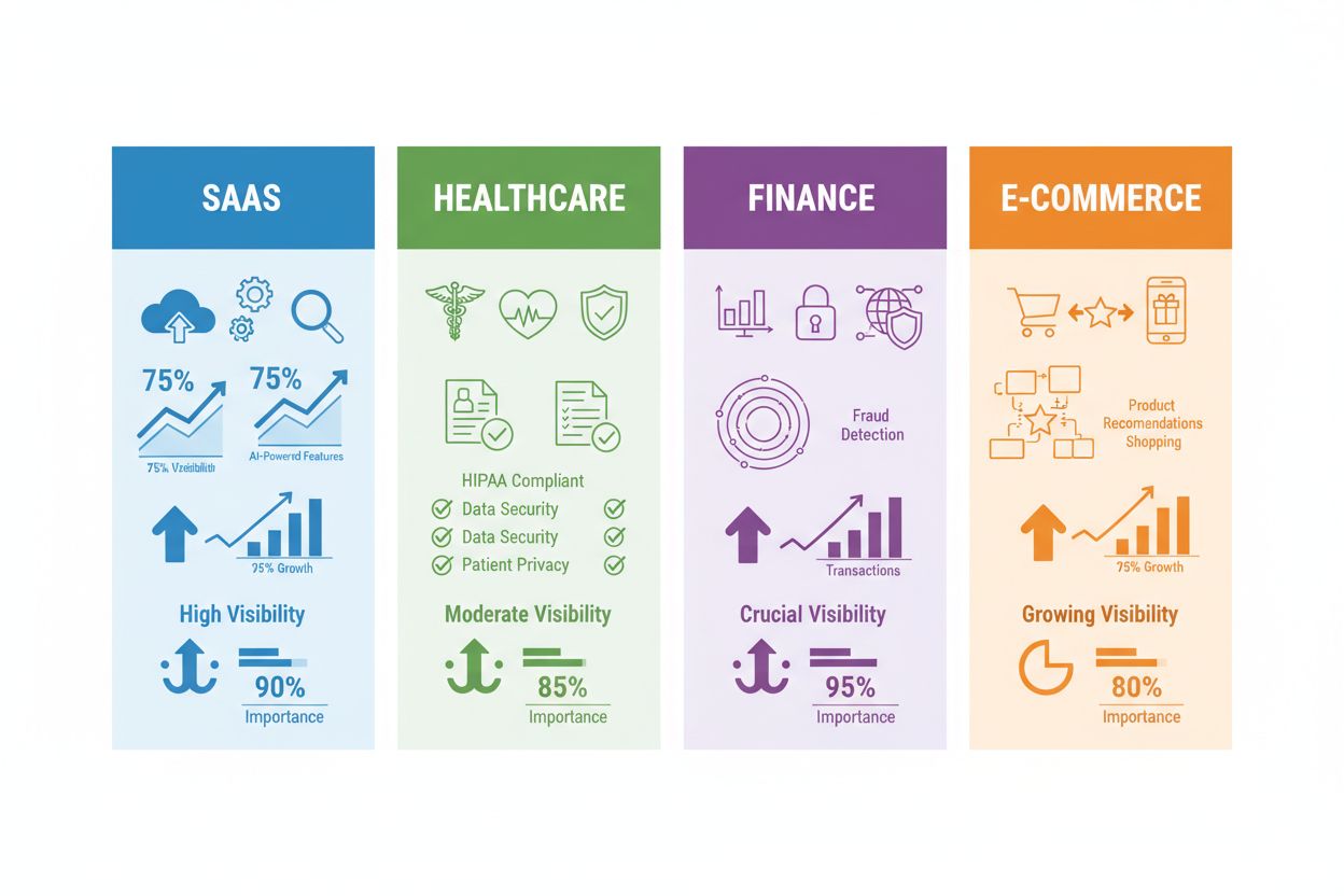 Infographic showing AI visibility hiring needs across SaaS, healthcare, finance, and e-commerce industries