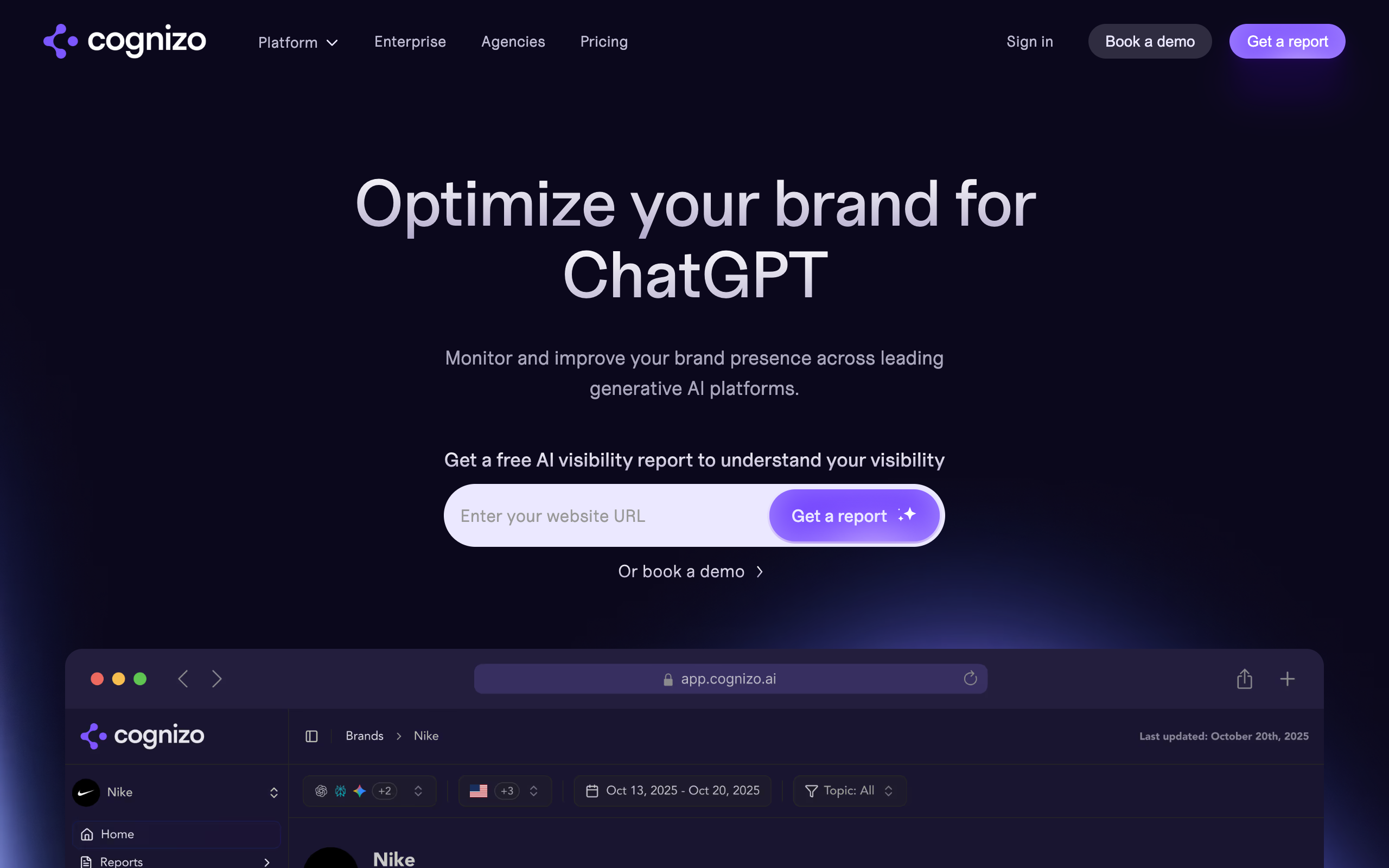 Cognizo AI visibility platform for optimizing brand presence in ChatGPT and AI platforms