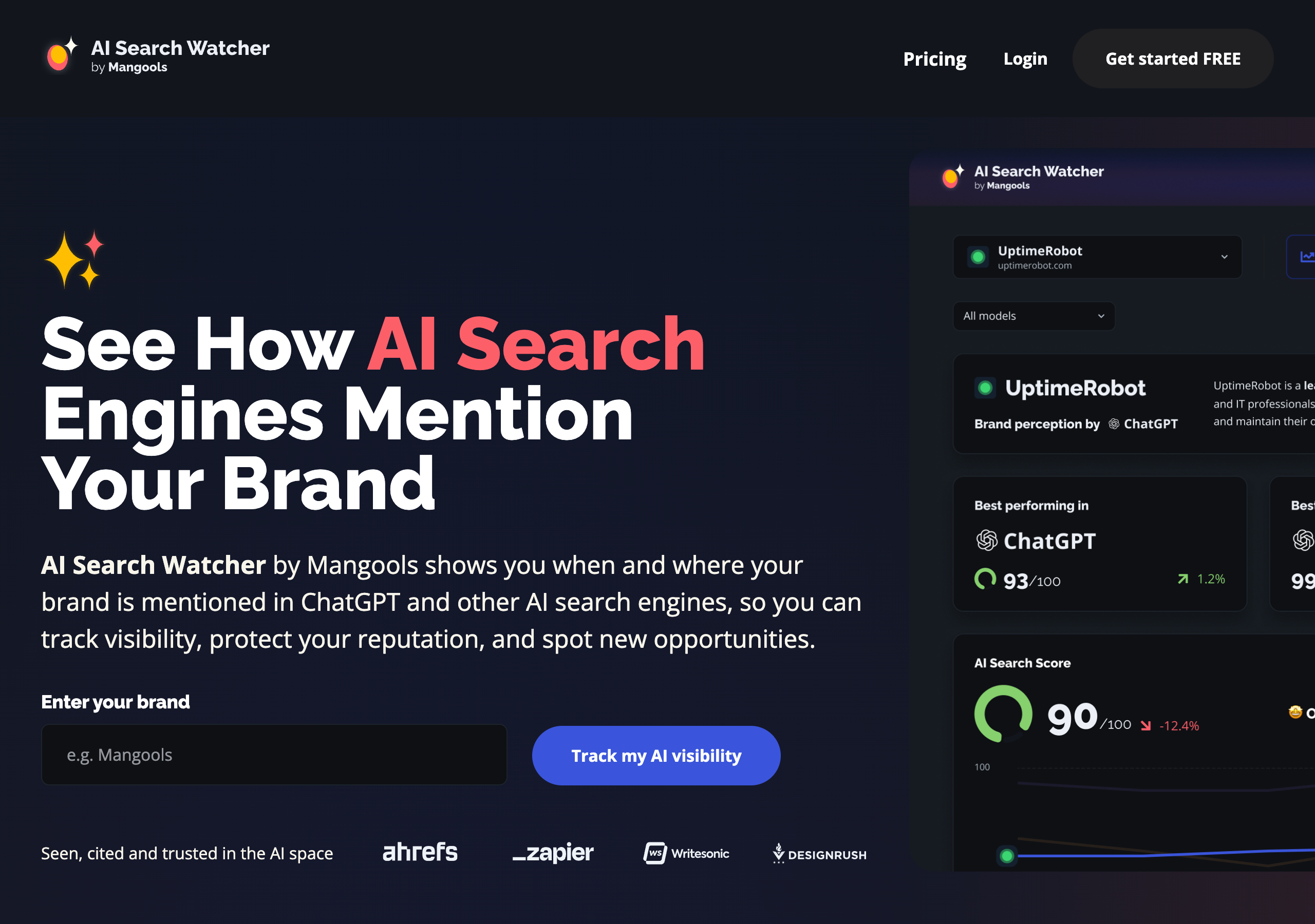 Mangools AI Search Watcher for tracking brand mentions in ChatGPT and AI search engines