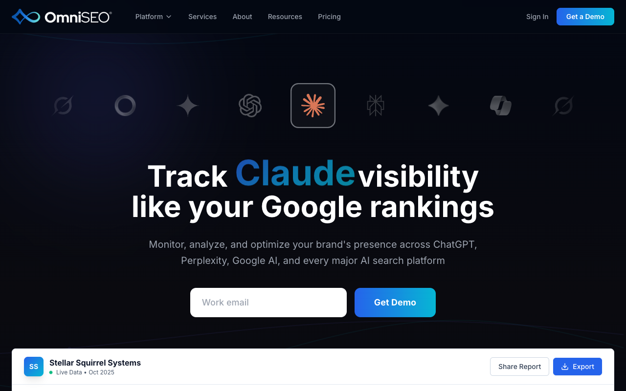 WebFX OmniSEO AI visibility platform for tracking Claude and ChatGPT rankings