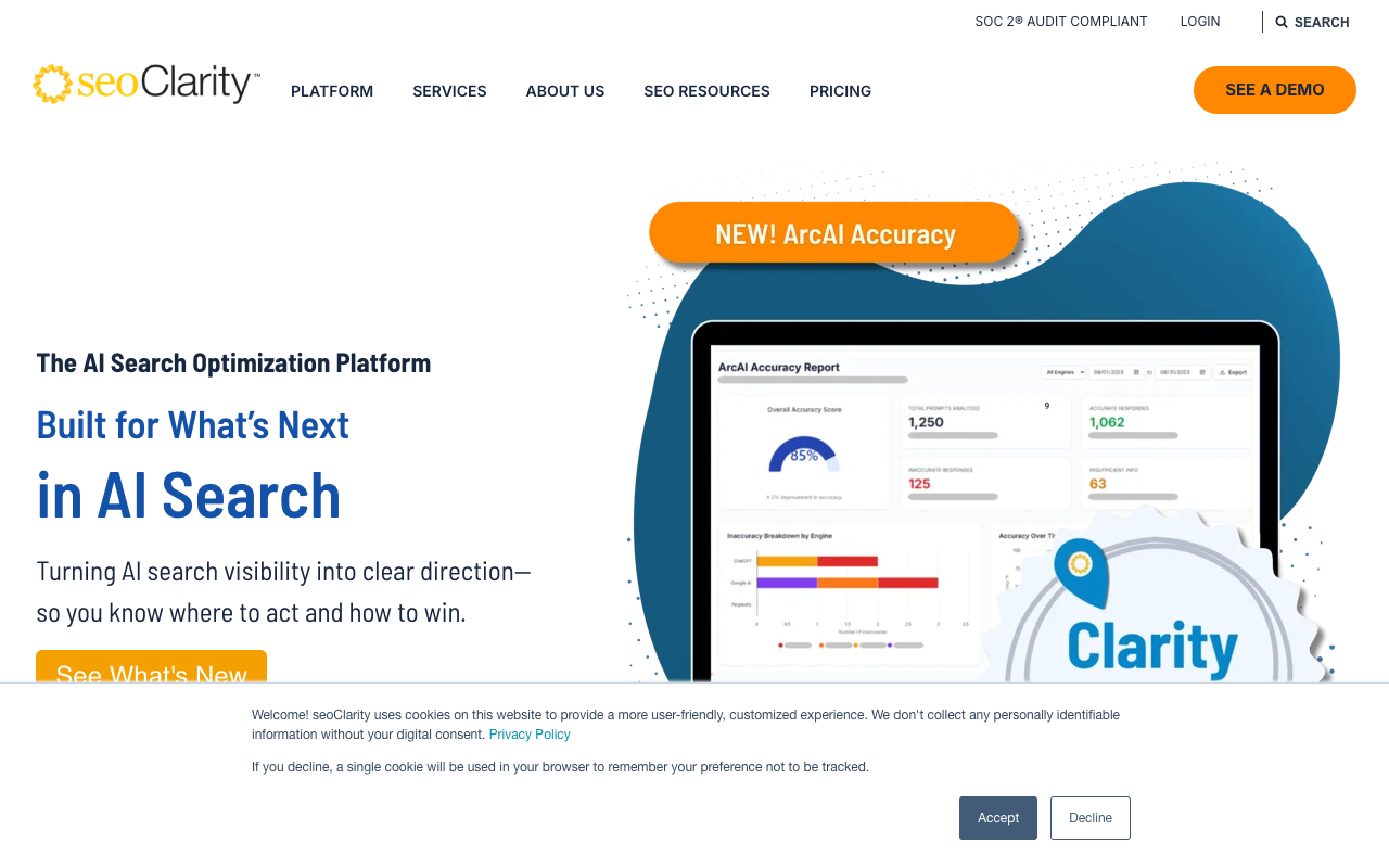 seoClarity AI search optimization platform with Clarity ArcAI for enterprise visibility