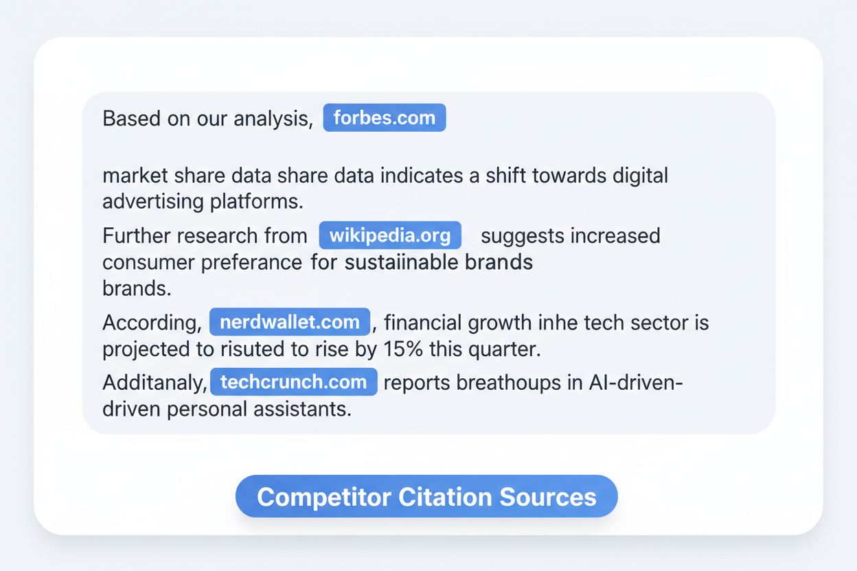 AI chatbot response showing competitor citation sources highlighted