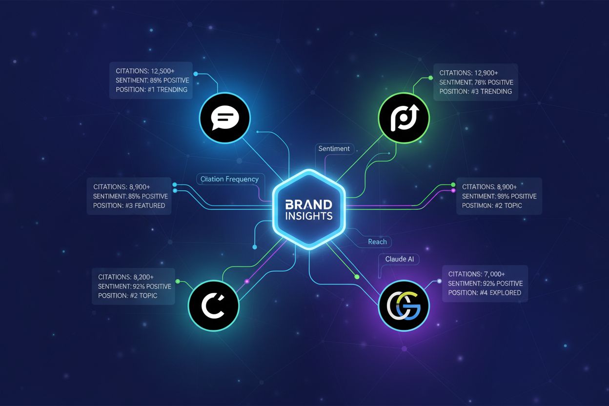 AI Visibility measurement across multiple platforms showing interconnected metrics and citation tracking