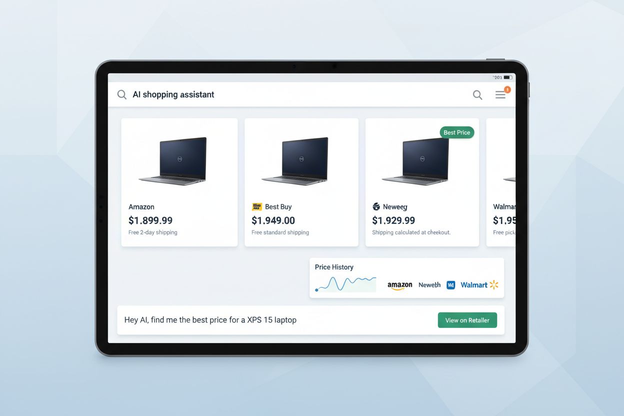 AI Shopping Assistant Interface displaying price comparison results