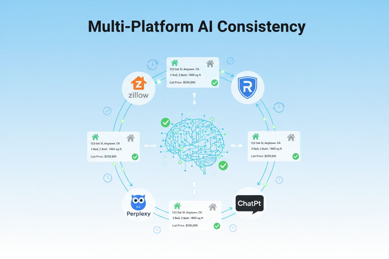 Multi-platform AI consistency showing connected real estate platforms