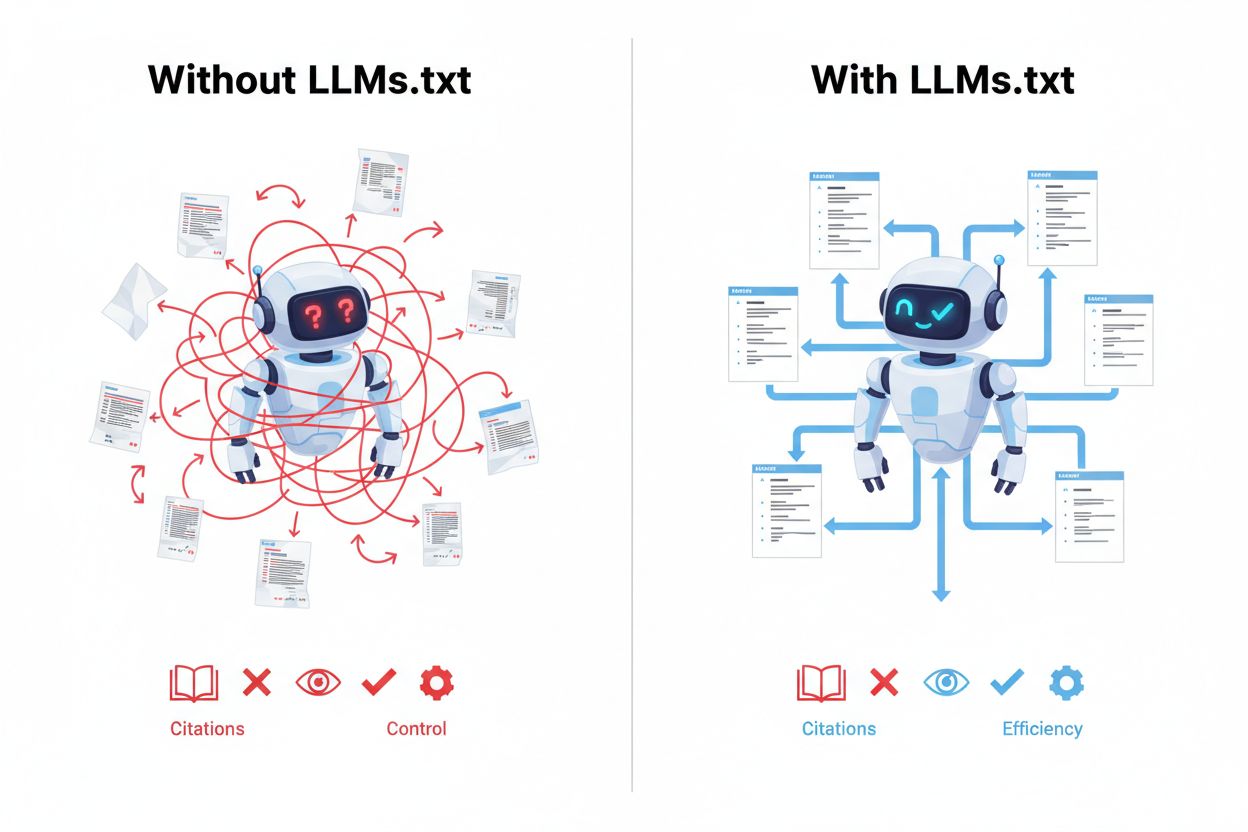 Comparison of AI crawler behavior with and without LLMs.txt guidance