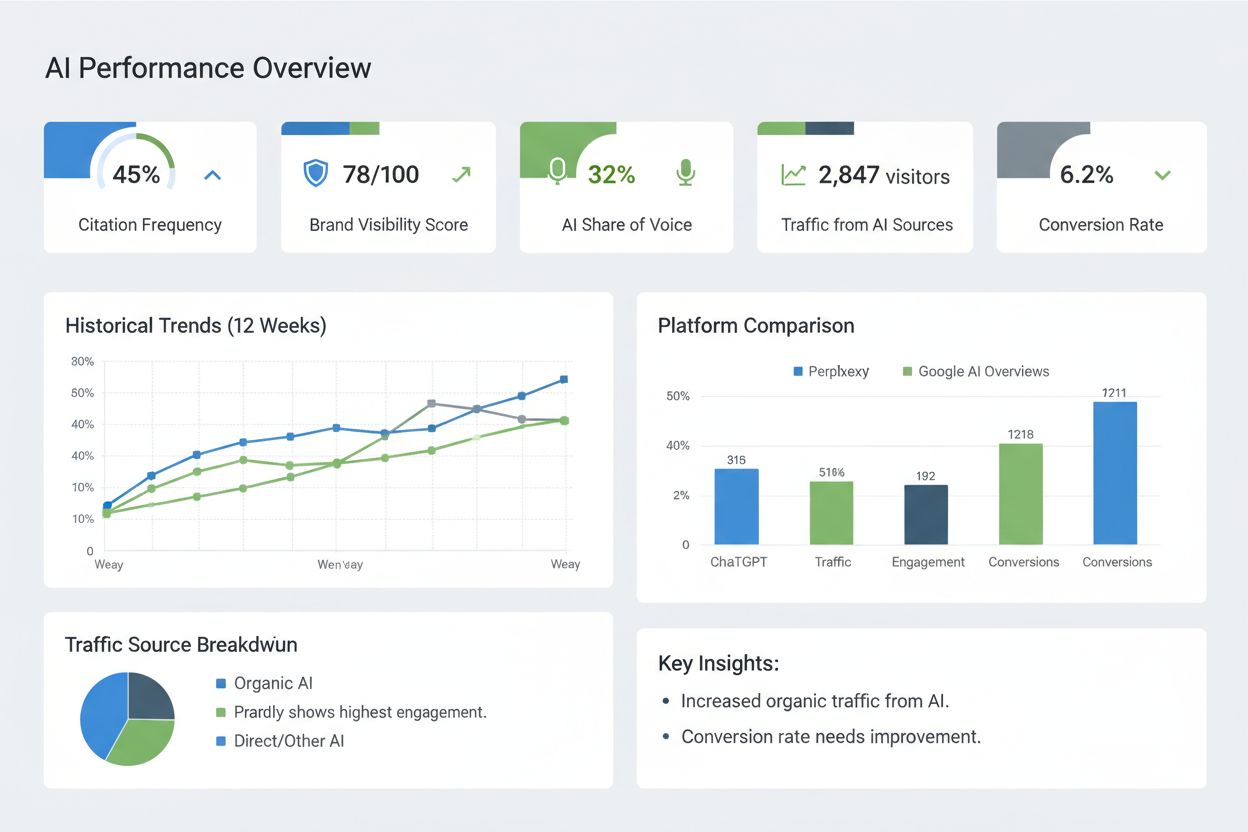 Real-world analytics dashboard showing AI citation metrics and performance data
