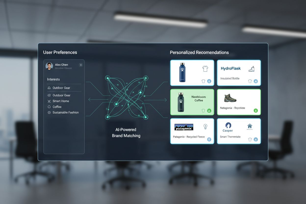 AI-powered brand recommendation system showing personalized product suggestions and user preferences