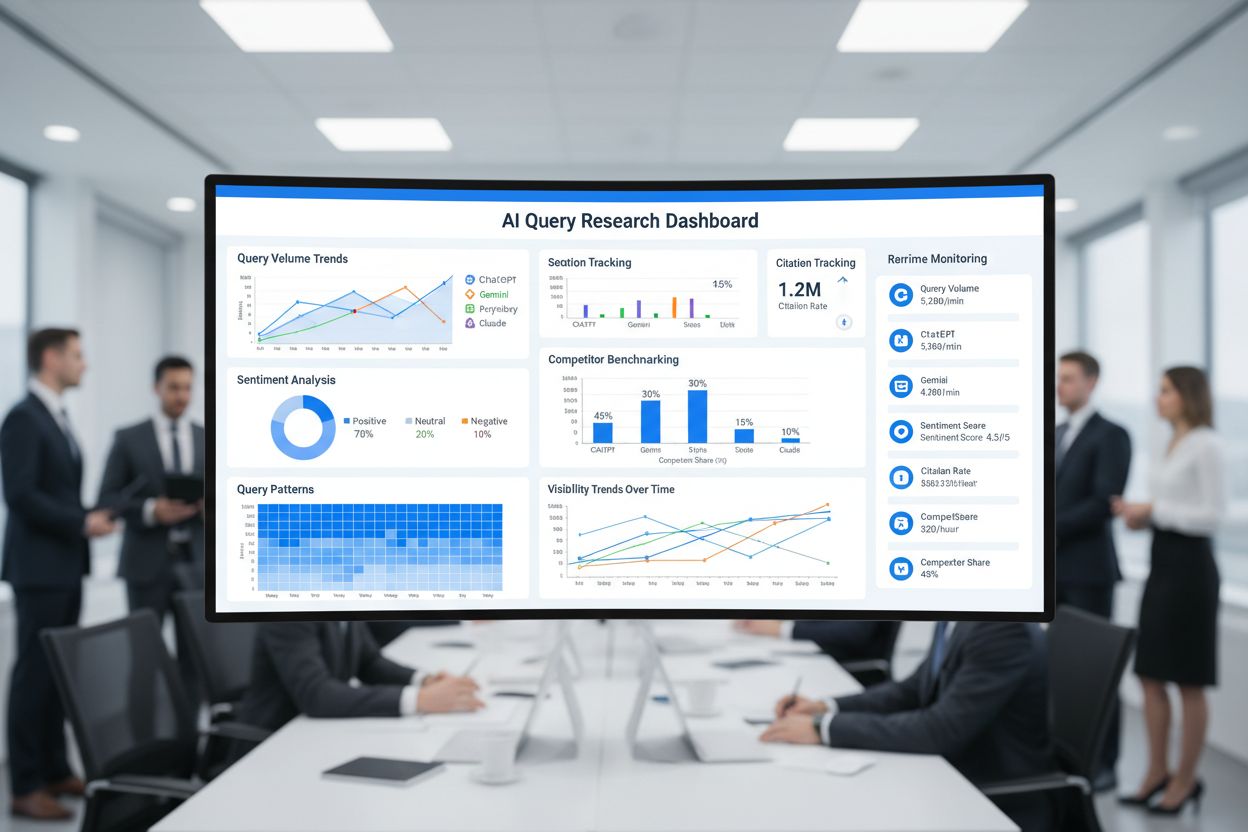 AI Query Research Dashboard showing analytics and monitoring