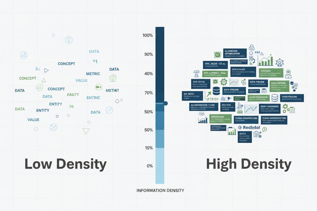 Information Density Comparison: Low Density vs High Density Content Visualization