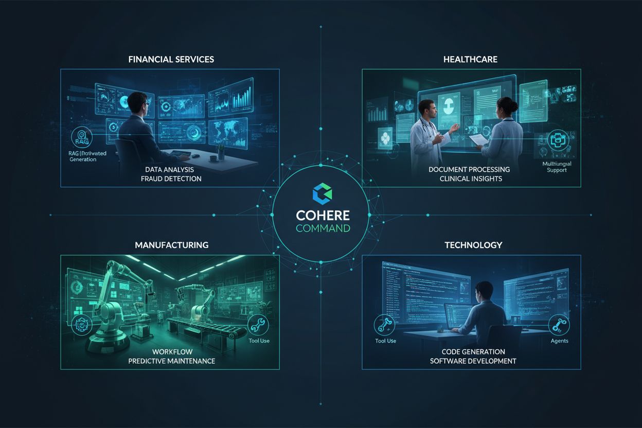 Enterprise AI applications across financial services, healthcare, manufacturing, and technology industries