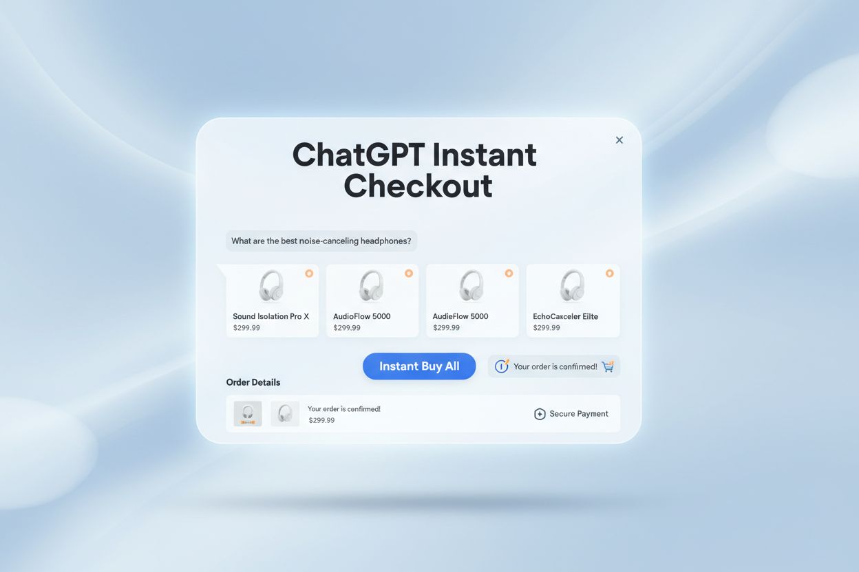 ChatGPT Instant Checkout interface showing shopping and purchase flow