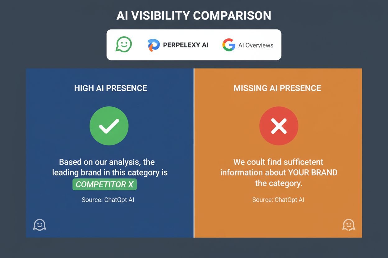 AI Positioning Gap visualization showing competitor visibility vs your brand in AI responses
