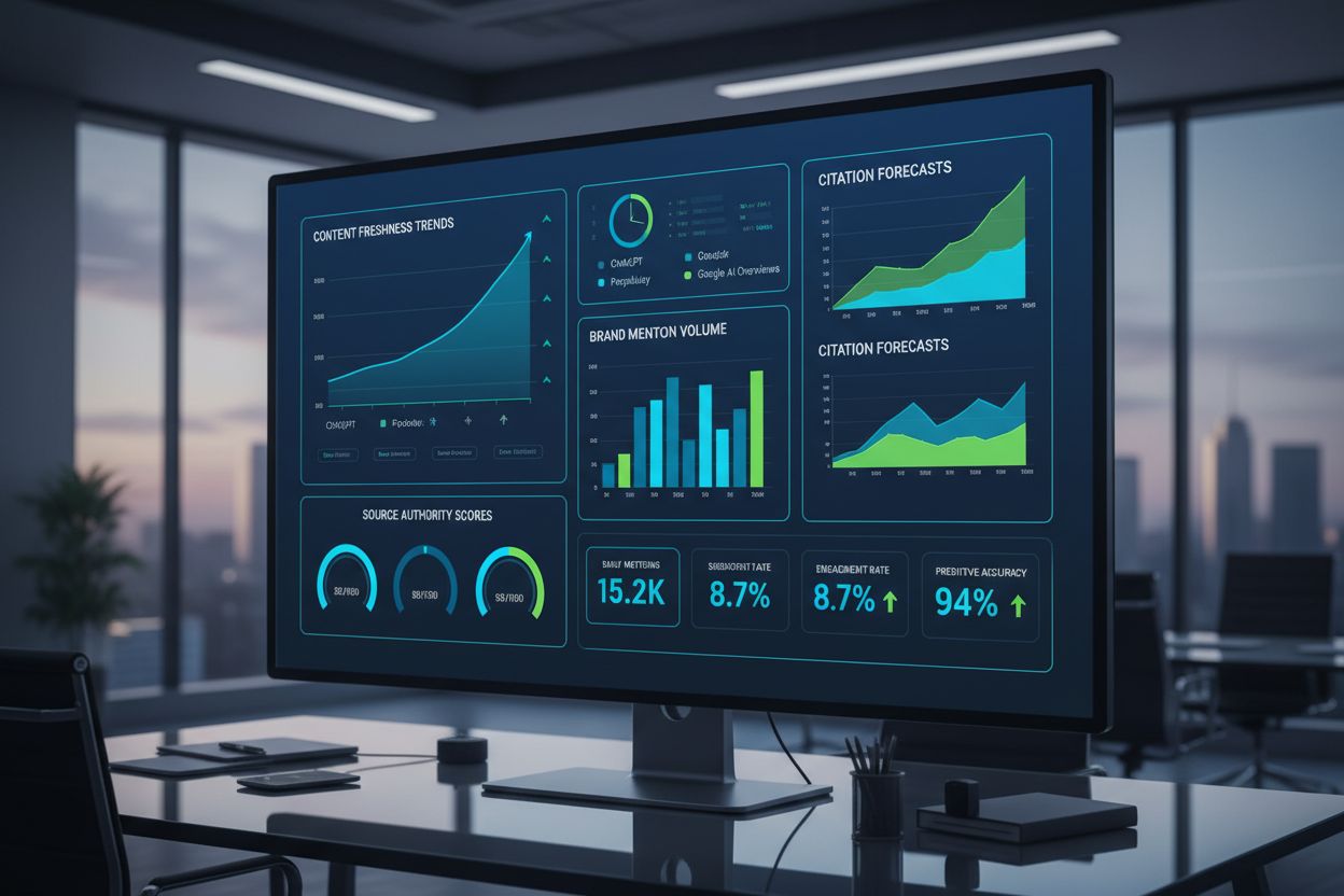 AI visibility dashboard showing predictive metrics and leading indicators