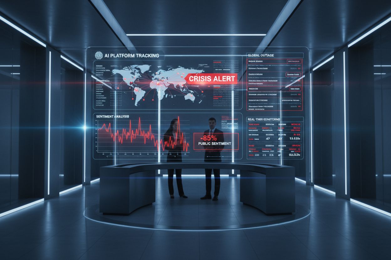 AI Crisis Management Dashboard showing real-time monitoring and sentiment analysis