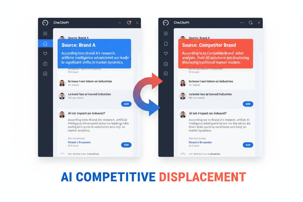 AI Competitive Displacement visualization showing brand replacement in AI answers