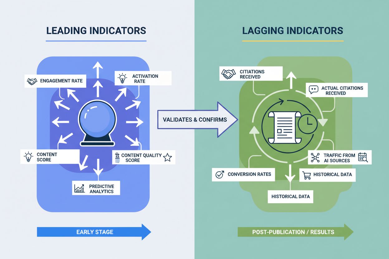 Comparison of leading indicators versus lagging indicators in AI visibility