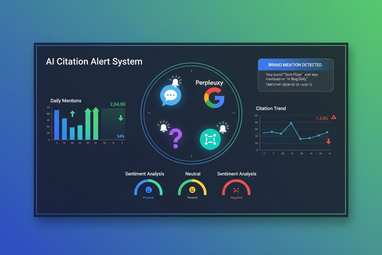 AI Citation Alert System dashboard showing multiple AI platforms with notification alerts