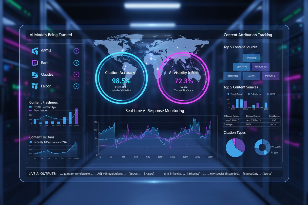 AI monitoring dashboard tracking real-time content references and citations