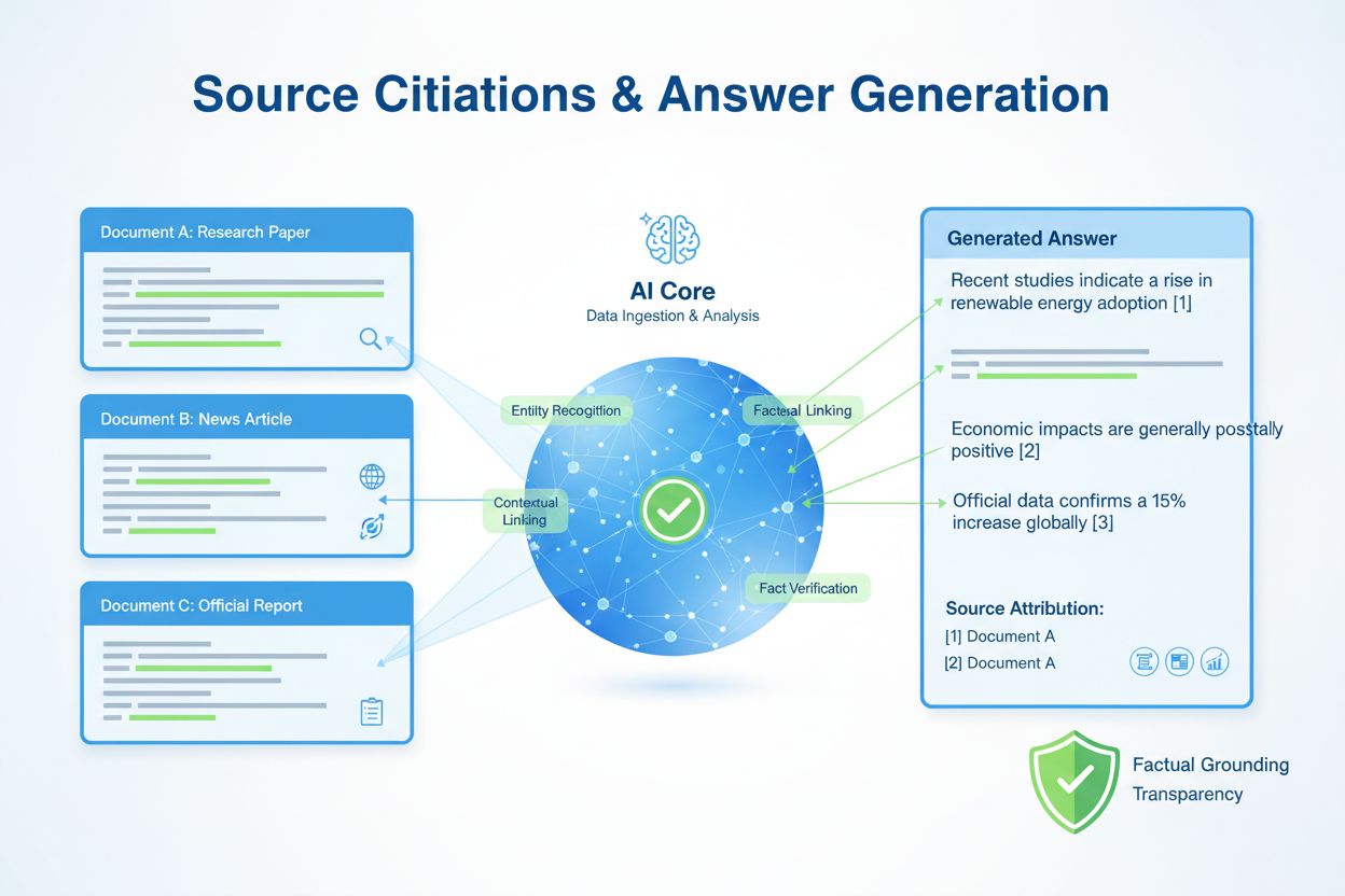 Source citations and answer generation process