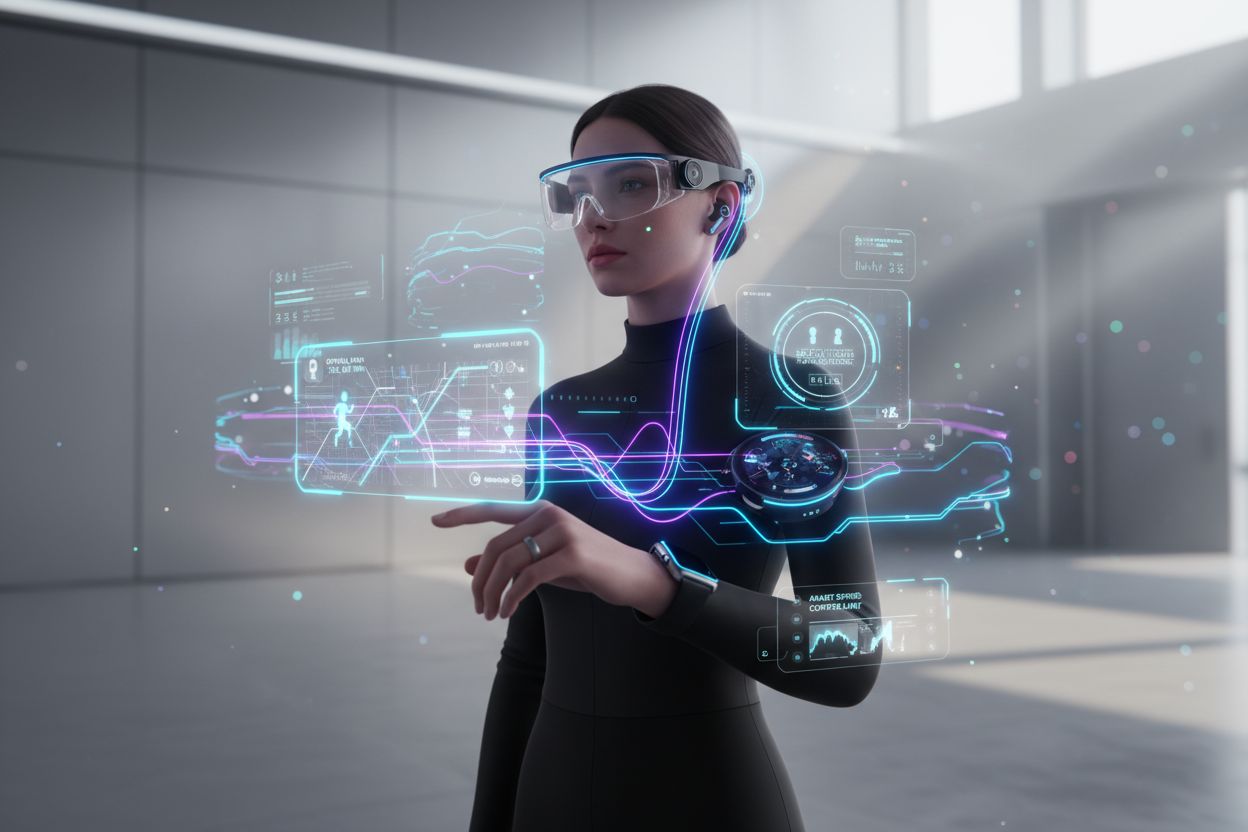 Future wearable technology ecosystem with connected AI devices and neural interfaces