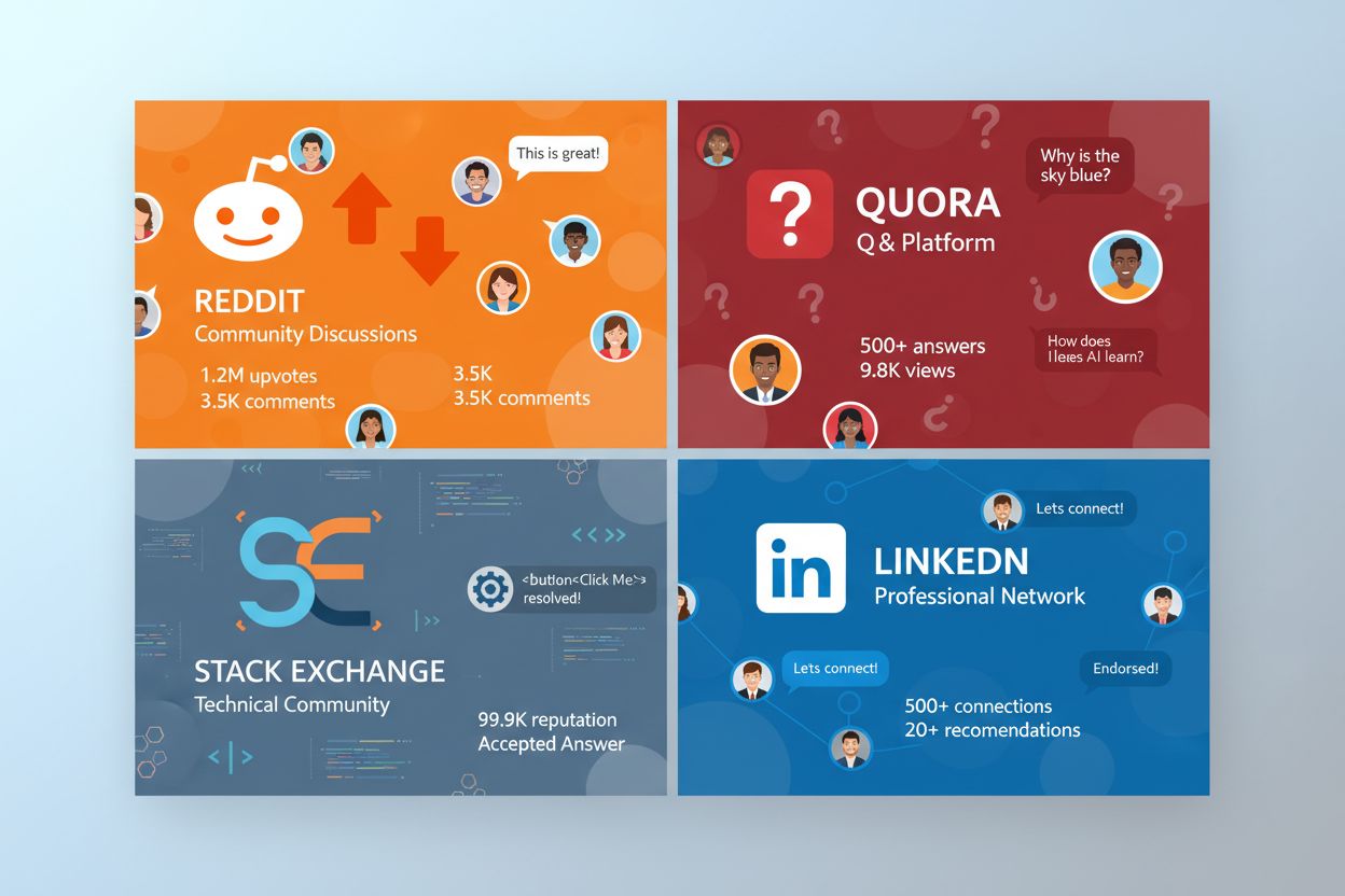 Major forum platforms for AI visibility including Reddit, Quora, Stack Exchange, and LinkedIn