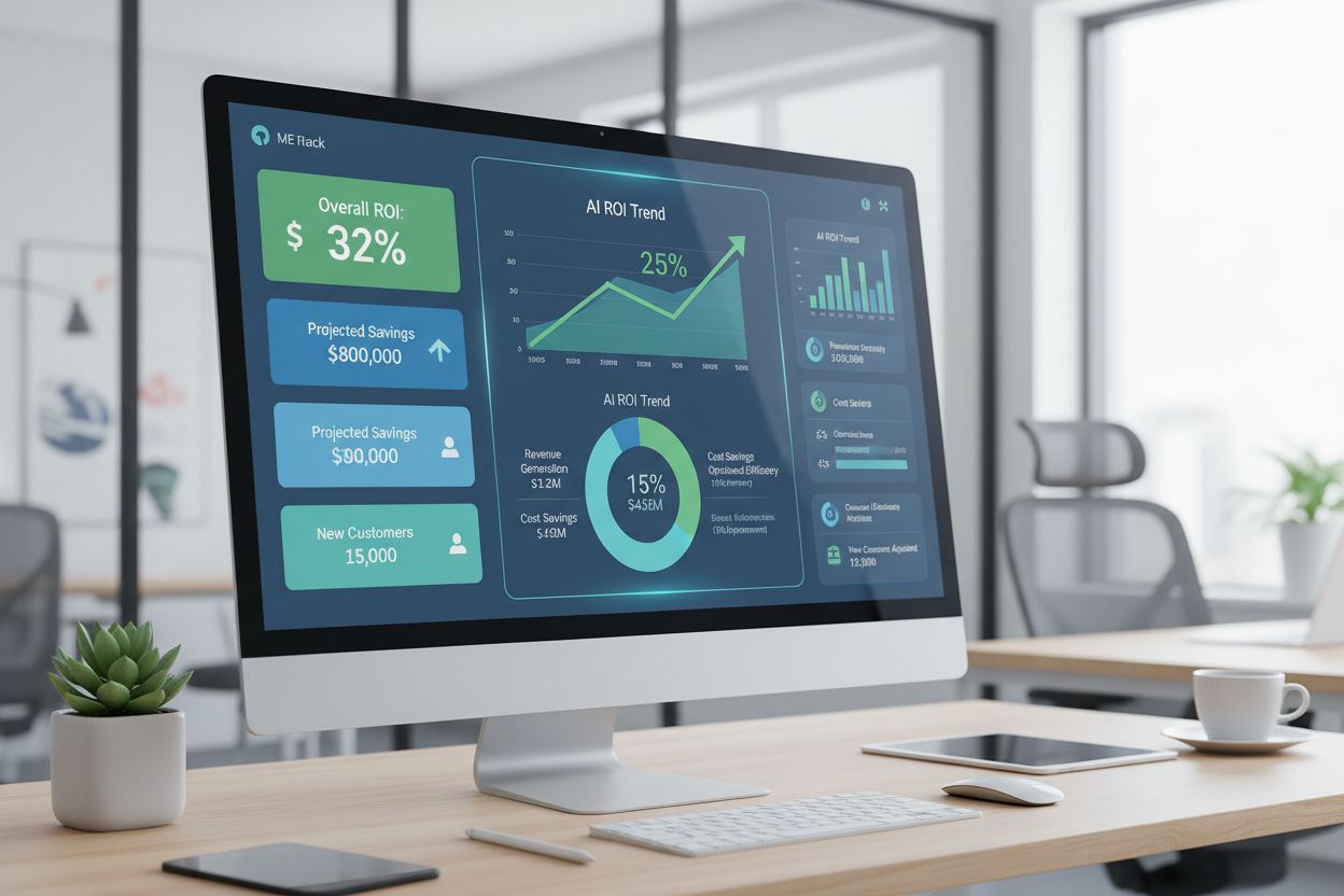 AI ROI calculation dashboard showing financial metrics and KPIs