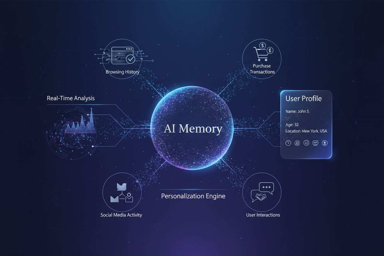 AI system analyzing user data and building personalized profiles with real-time analysis