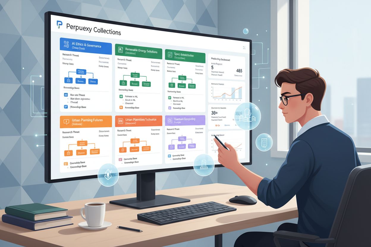 Person using Perplexity Collections for research