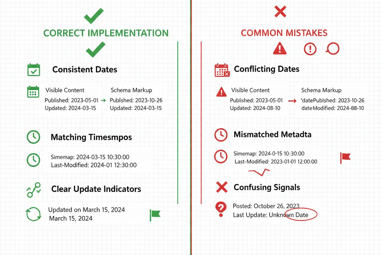 Comparison of correct vs incorrect freshness signal implementation