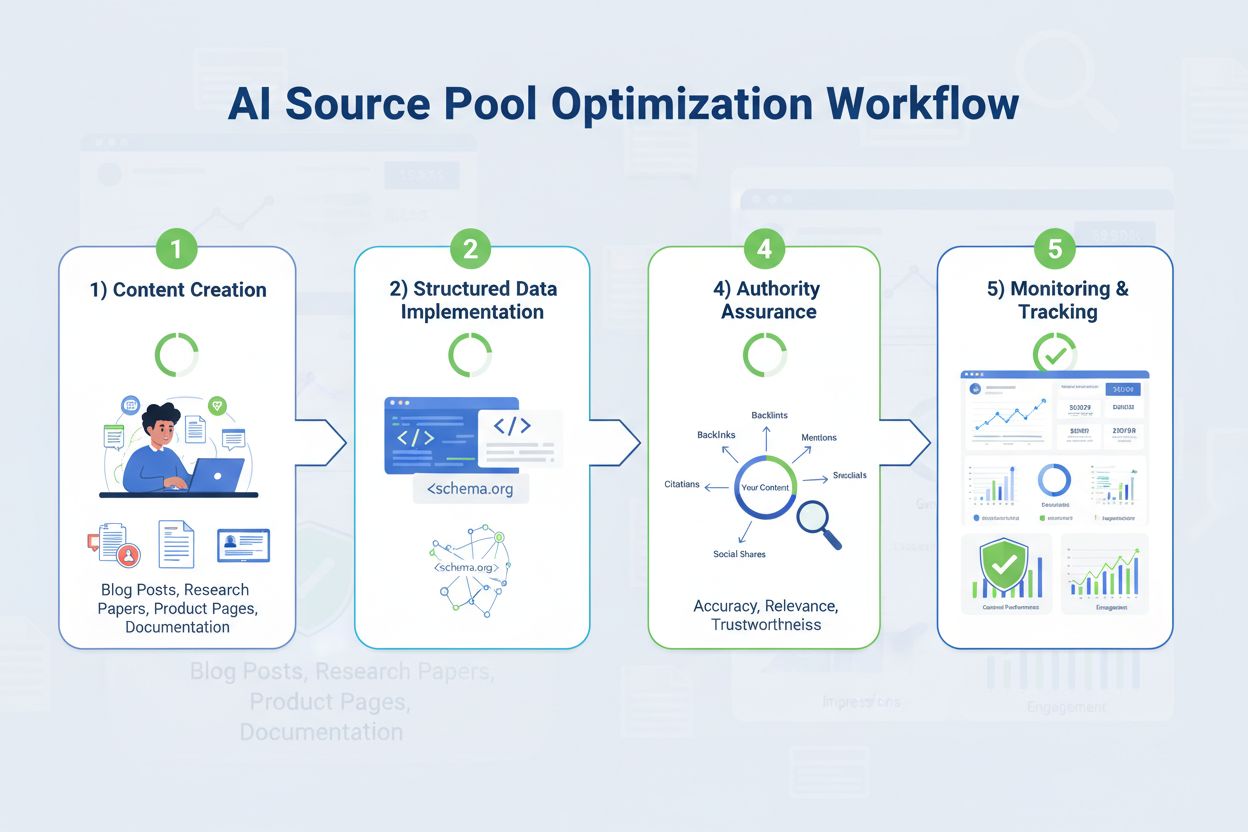 Content optimization workflow for improving source pool inclusion