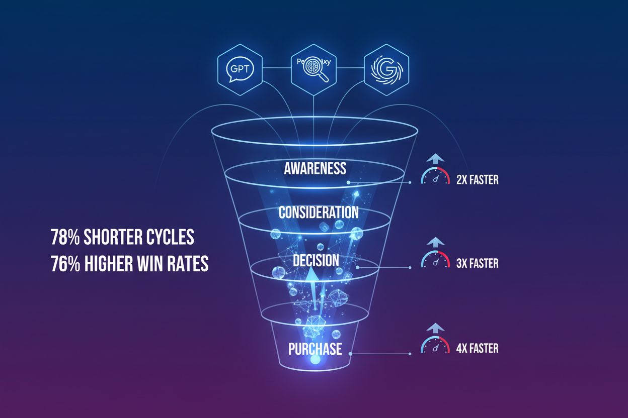 Visualizzazione del buyer journey B2B che mostra fasi compresse accelerate dai sistemi AI