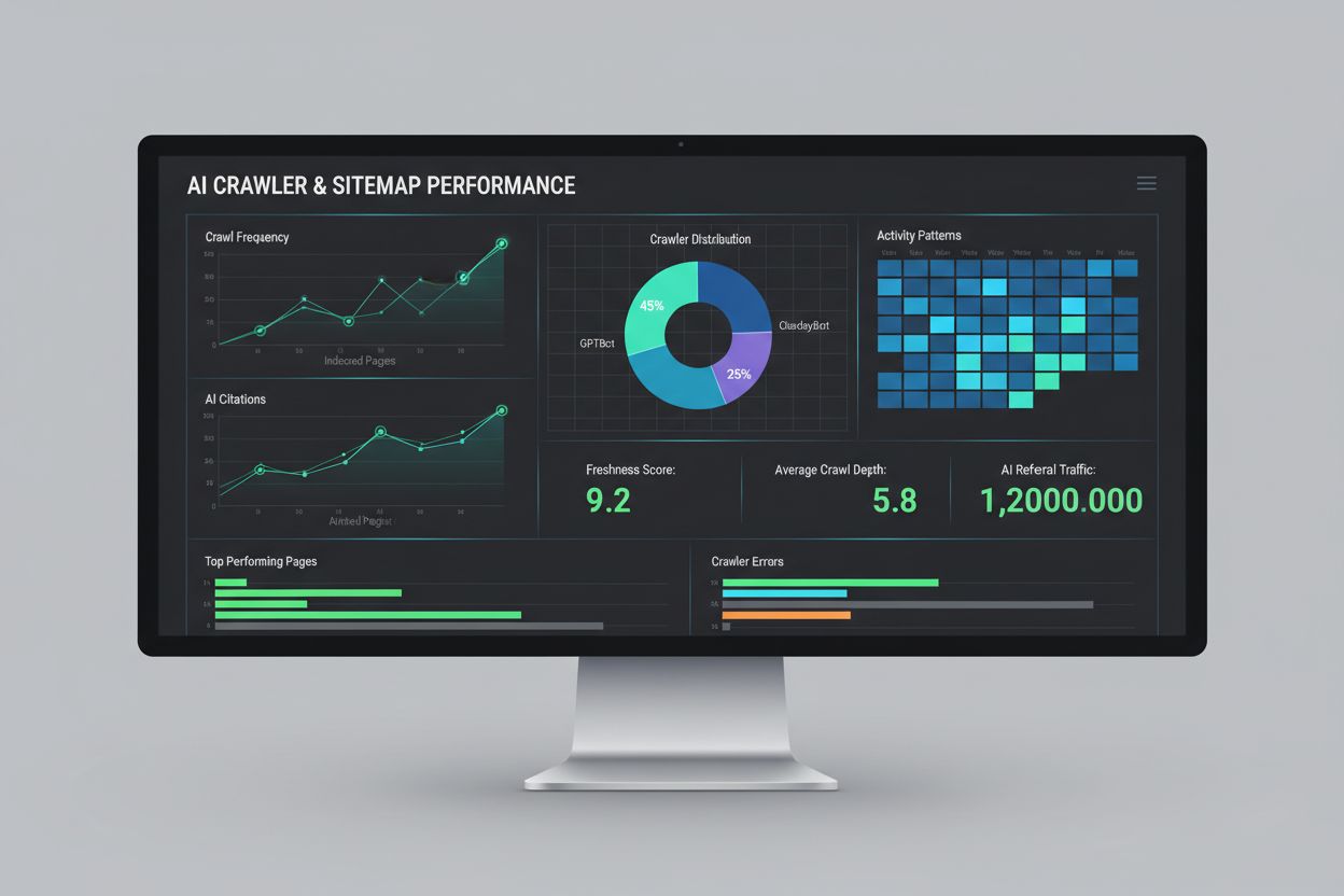 Analytics dashboard showing AI crawler monitoring metrics and performance data
