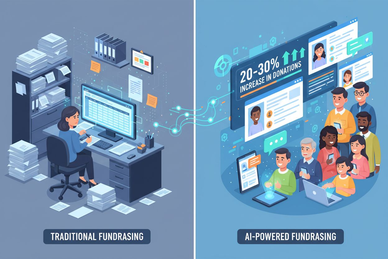 AI-powered fundraising transformation showing donation increases