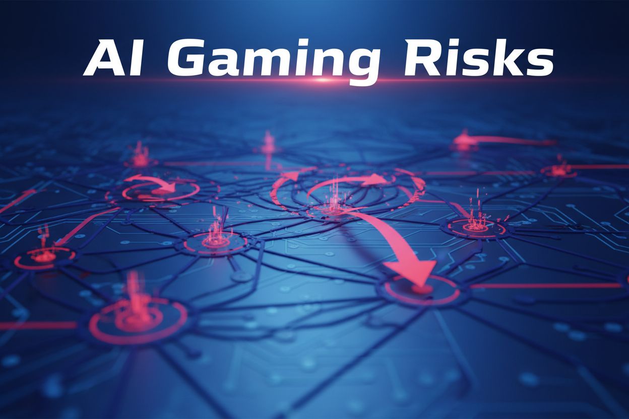 AI neural network being manipulated showing attack points and redirected data flow