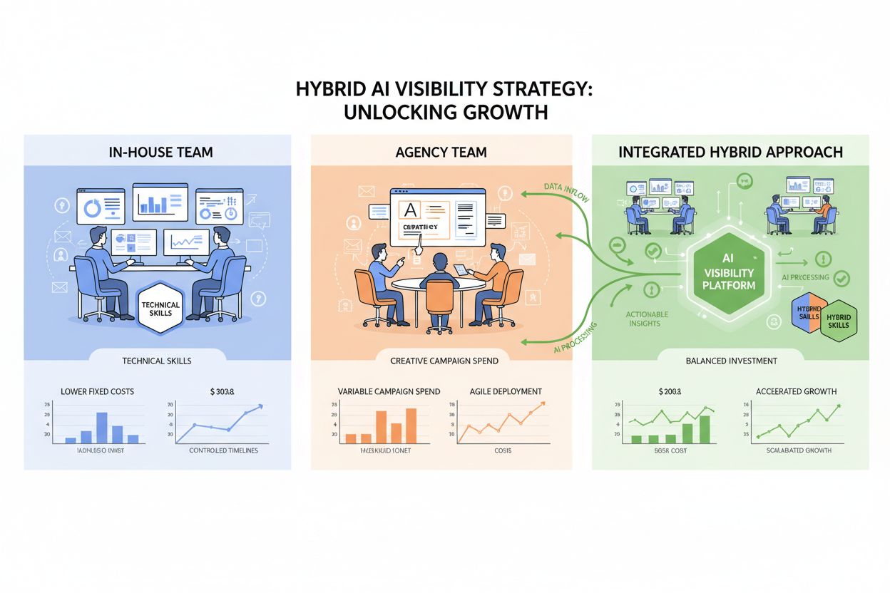 Hybrid AI visibility strategy combining in-house and agency approaches