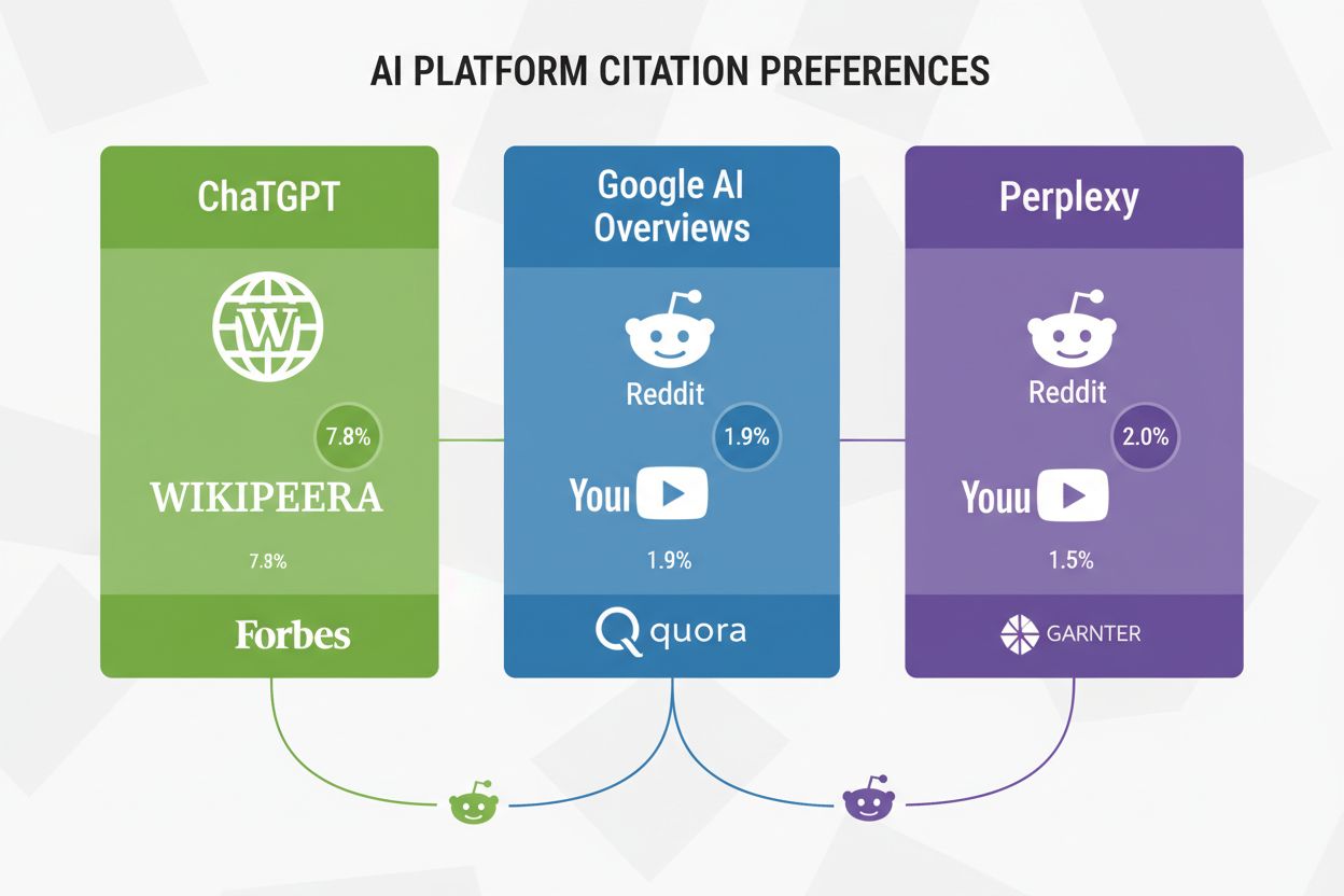 Platform-specific citation patterns across AI systems