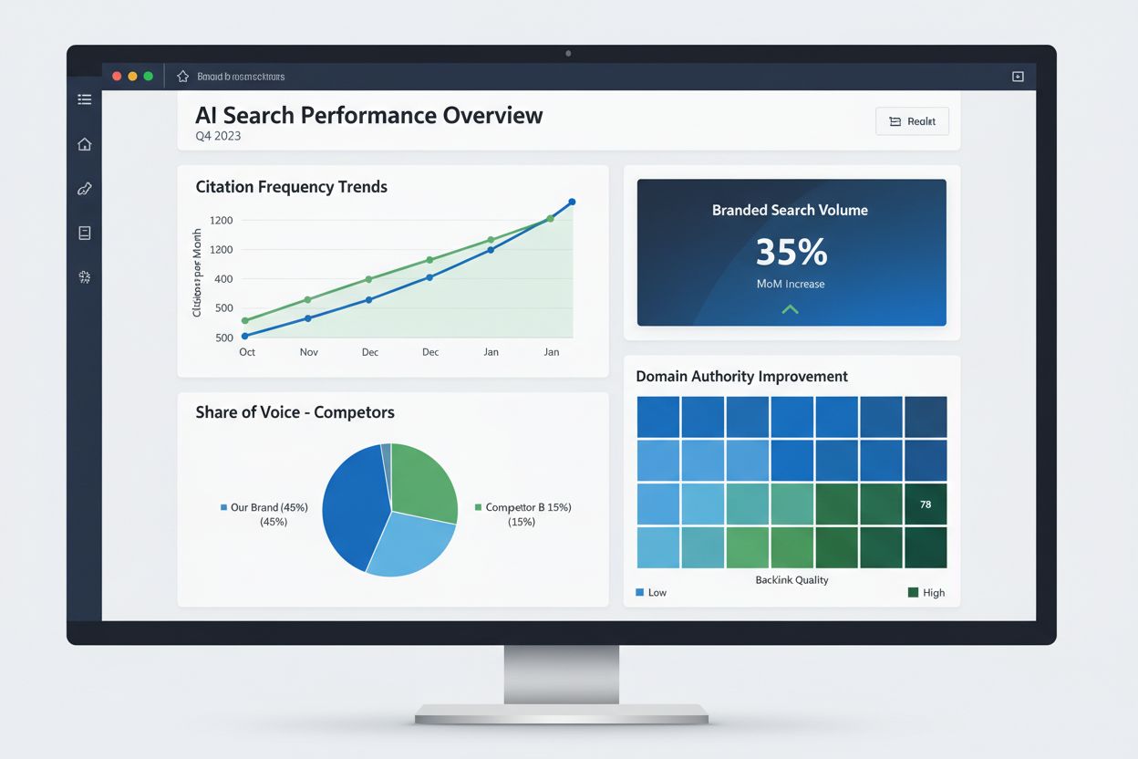 Analytics dashboard showing AI visibility metrics and citation tracking