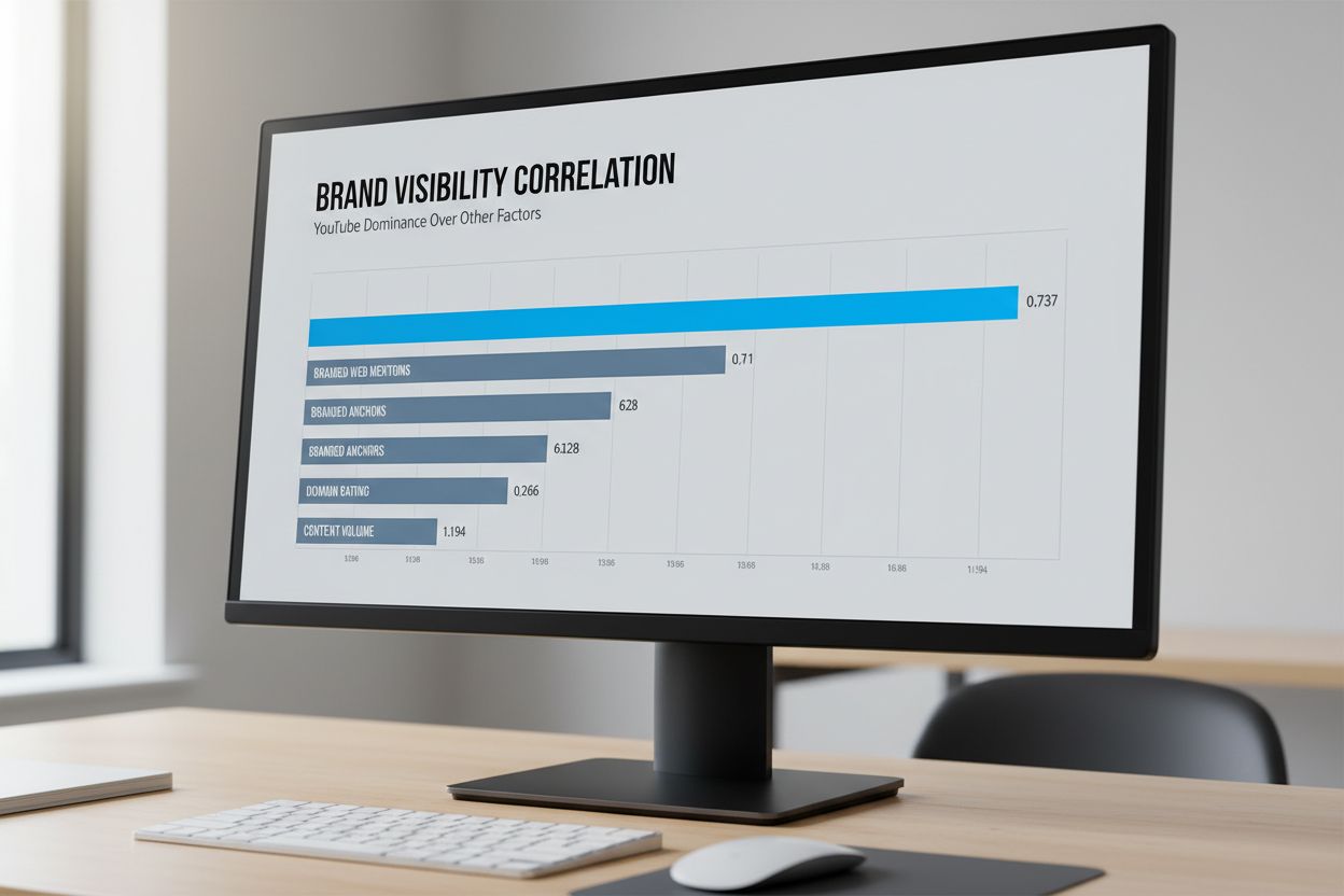 YouTube mentions correlation data visualization showing 0.737 correlation with AI visibility