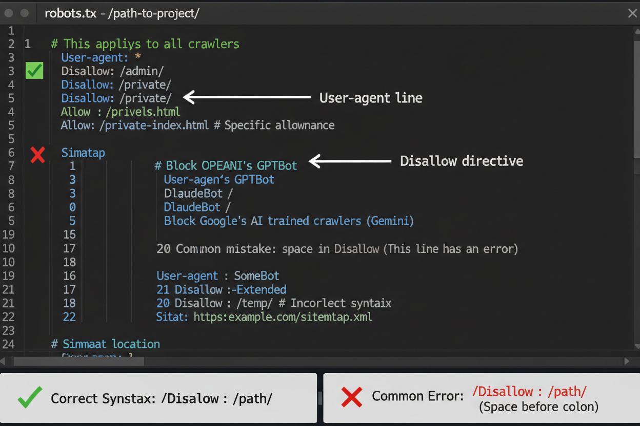 robots.txt Configuration with Syntax Highlighting