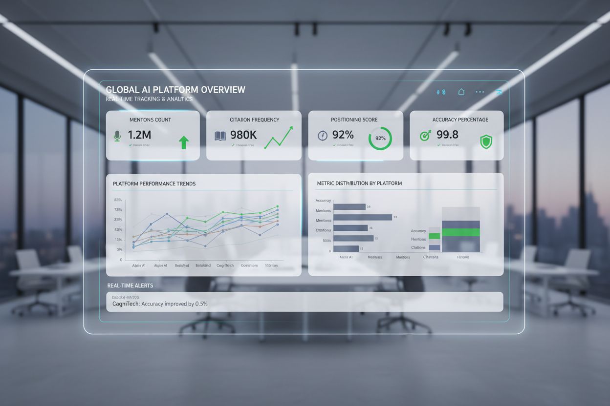 AI monitoring dashboard showing real-time tracking across multiple platforms