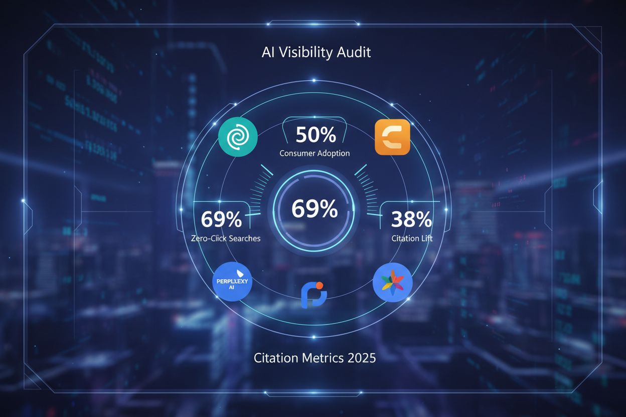 AI Search Platforms Dashboard showing citation metrics and consumer adoption statistics