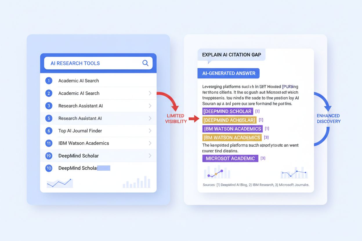 AI Citation Gap visualization showing disconnect between traditional Google rankings and AI-generated answers