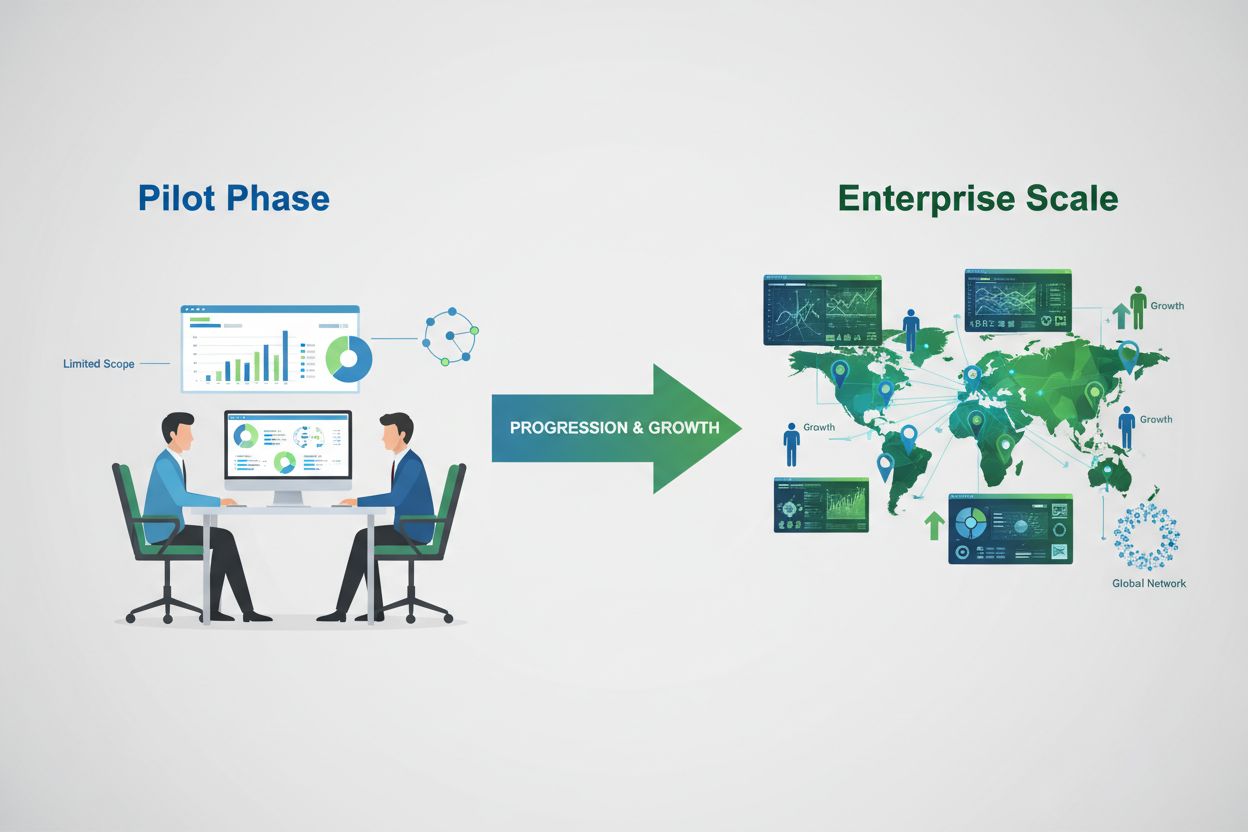 Pilot phase versus enterprise scale AI visibility comparison