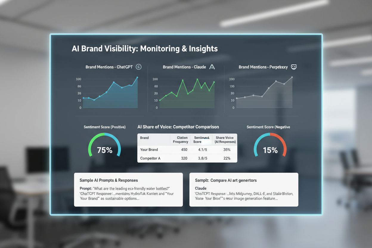 AI visibility metrics dashboard showing brand mentions across ChatGPT, Claude, and Perplexity