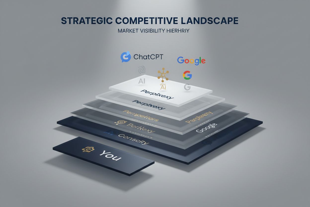Competitive analysis visualization showing visibility hierarchy across AI platforms