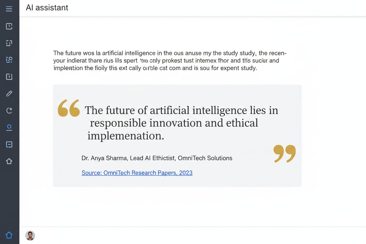 Expert quote highlighted in AI response with credentials and citation link