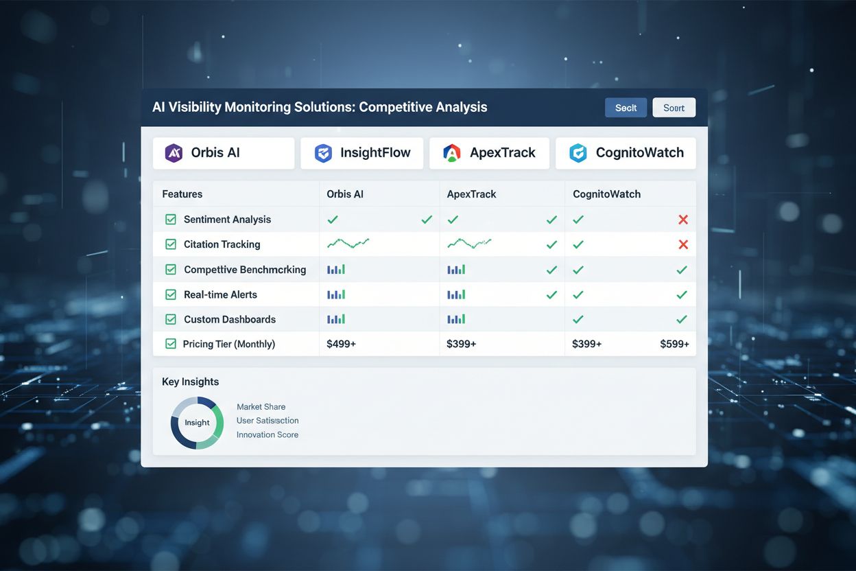 AI visibility monitoring tools comparison interface showing features and metrics